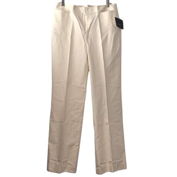Liz Claiborne Audra Womens Off-White Straight-Leg Pants Size 12 Cotton Blend - Picture 3 of 14